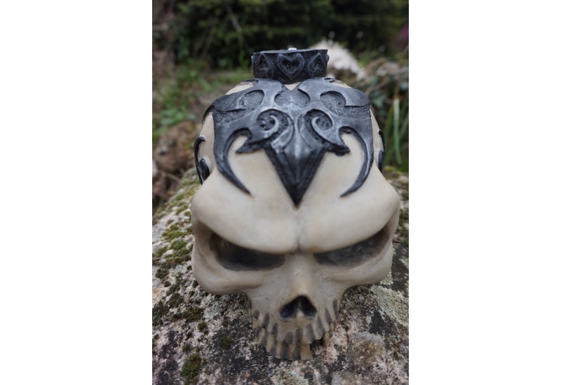 3 Figurines Bougeoir Crâne Tête De Mort - Déco Halloween Ou Style Rock - Neuf Sous Emballage